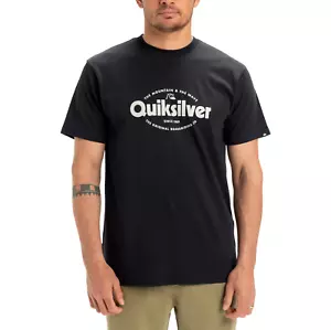 QUIKSILVER MENS T SHIRT.NEW E V SHAPE NAVY BLUE COTTON SHORT SLEEVED TOP TEE S25 - Picture 1 of 8