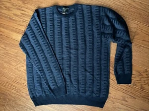 Mino Milano Italian Mens Knit Sweater SZ L Pullover Blue Long Sleeve Wool Blend - Picture 1 of 14