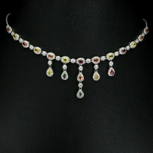 Sterling Silver Necklace Sapphire Songea Genuine Natural Gems 17 to 19 Inch - Picture 1 of 24