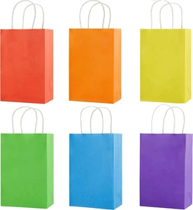 24 Pieces 8" Rainbow Goodie Bags Small Gift Bags with Handle for Party Favor Bag - Picture 1 of 6