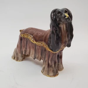 Afghan Hound Jeweled Trinket Box with Austrian Crystals Collectible Dog Box - Picture 1 of 10