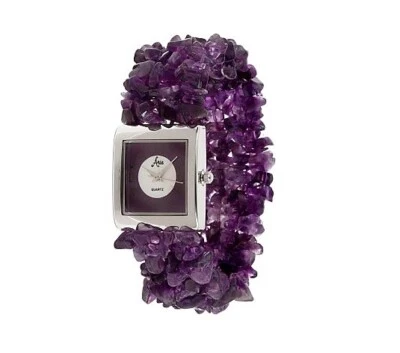 Ария аметист драгоценных камней эластичной браслет часы подлинный драгоценный камень новый в коробке QVC - Изображение 1 из 4