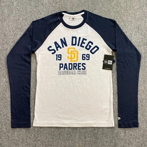 San Diego Padres New Era Long Sleeve Raglan Shirt Adult Small White Blue MLB NWT - Picture 1 of 20