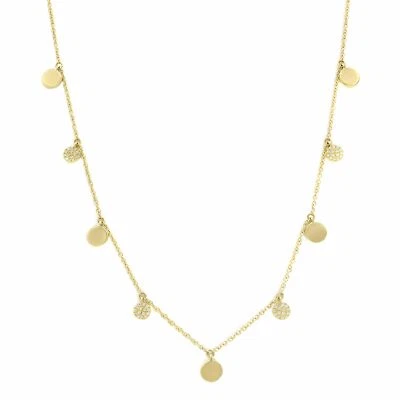 Collar de disco circular de diamantes pavé de Rachel Koen de oro amarillo de 14 quilates 0,12 quilates 16 pulgadas Foto 1 de 4