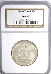 1936-D Texas Commemorative Half Dollar : NGC MS67 - Picture 1 of 2