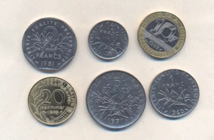 SET 6 monete coin FRANCE Francia Franc Francs 1960 1966 1971 1981 1989 - Bild 1 von 2