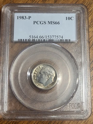 1983 P PCGS MS-66 clad Uncirculated Roosevelt Dime free shipping Cover