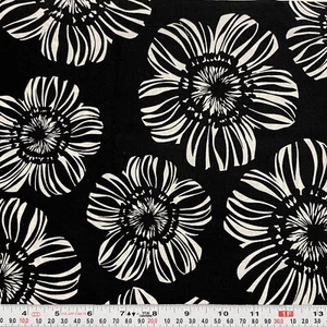 White Florals on Black Faye Burgos Marcus Fabrics Cotton Fabric Remnant 10 x 43 - Picture 1 of 2