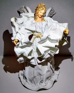 Vintage White Cartapesta Angel 9” Tree Topper Paper Mache Hudson's Clothtique - Picture 1 of 15