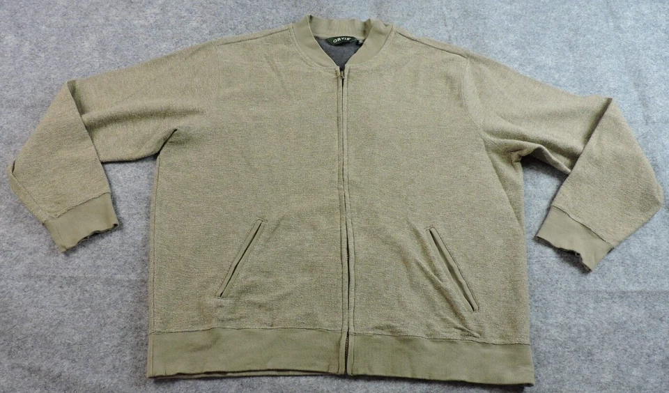 Sudadera Orvis Para Hombres XL Cremallera Completa Taupe Ribete Calentador de Manos Bolsillos Foto 1 de 4