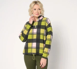 Belle by Kim Gravel Mad pour Plaid Sherpa Demi Zip avec Cravate Élastique Sweat Kiw - Photo 1/1