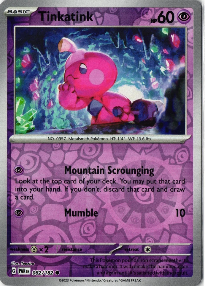 Tinkatink Reverse Holo Common SV04: Paradox Rift PAR EN 082/182 NM - Image 1 of 1