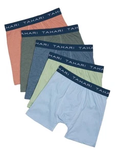 Boys 5-Pack Solid Color Cotton Boxer Briefs with Logo Waistband- Earthy Green... - Picture 1 of 5