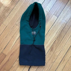 Vintage Head Sokz Gotta Go Fleece Balaclava Hood Hat Made USA Green Black - Picture 1 of 8