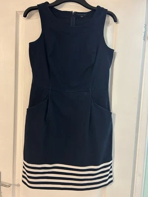 Tommy Hilfiger Girls navy blue sleeveless shift dress with white stripes Size 8 - Image 1 of 3