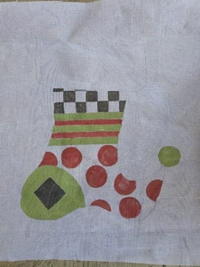 Needlepoint Canvas Christmas Stocking New Hand Painted Needlepoint Canvas Huge - Picture 1 of 9