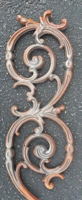 Vintage Decorative Cast Iron Scroll Curved Pediment Crest Panel 20" x 7" - Image 1 of 3