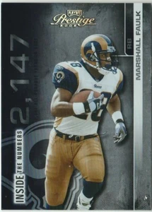 Playoff Prestige Inside the Numbers Gold 2002 #IN10 Marshall Faulk #'d Salón de la fama - Imagen 1 de 2