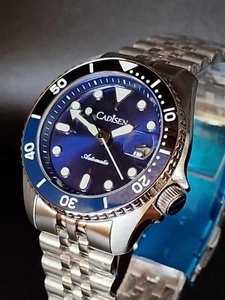 Seiko NH35 Automatic 40mm SKX Dive Watch - Black & Blue Batman Bezel by Cadisen - Picture 1 of 20