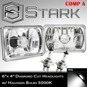 H4651 H4652 H4666 H4656 Head Light Diamond Cut Glass Housing Lamp Chrome 4x6 (A) - Picture 1 of 2