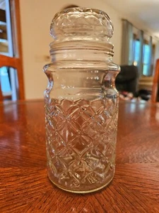 Vintage 1984 Planters Mr. Peanut Diamond Pattern Clear Glass Jar With Lid - Picture 1 of 8
