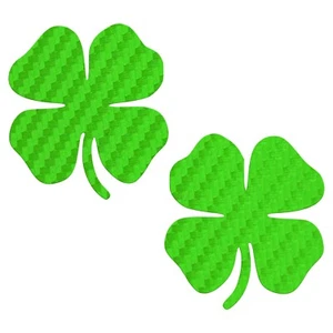 4-Leaf Clover Sticker - 2 Pack of Carbon Fiber Four Leaf Clover Decals - Picture 1 of 10