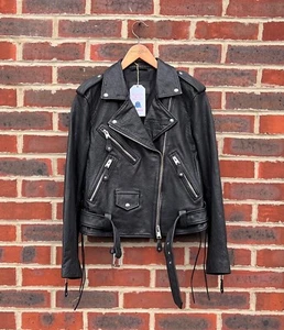 AllSaints Ladies SARANA Leather Biker Jacket UK10 US6 EU38 Moto All Saints A82 - Picture 1 of 12