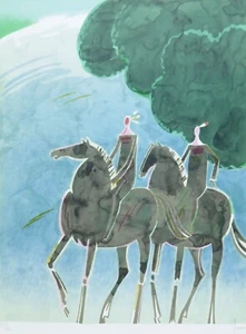 ALBERT ZAVARO Ride of two Indians HAND SIGNED HORSE LITHOGRAPH Turkish French - Picture 1 of 4