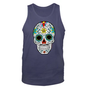 Camiseta sin mangas gráfica floral con calavera de azúcar - Imagen 1 de 8