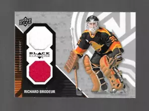 RICHARD BRODEUR 2011-12 MAZZO SUPERIORE NERO DIAMANTE DOPPIO GIOCO USATO JERSEY CANUCKS - Foto 1 di 2