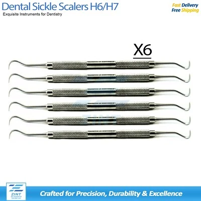 MEDENTRA ZINT UK Dental Sickle Scalers H6/H7, Double Ended Scalers Dentist Instrument Curettes