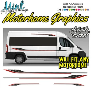 UNIVERSAL MOTORHOME GRAPHICS PACK STRIPES CAMPER VAN STICKERS DECAL 016 - Picture 1 of 4