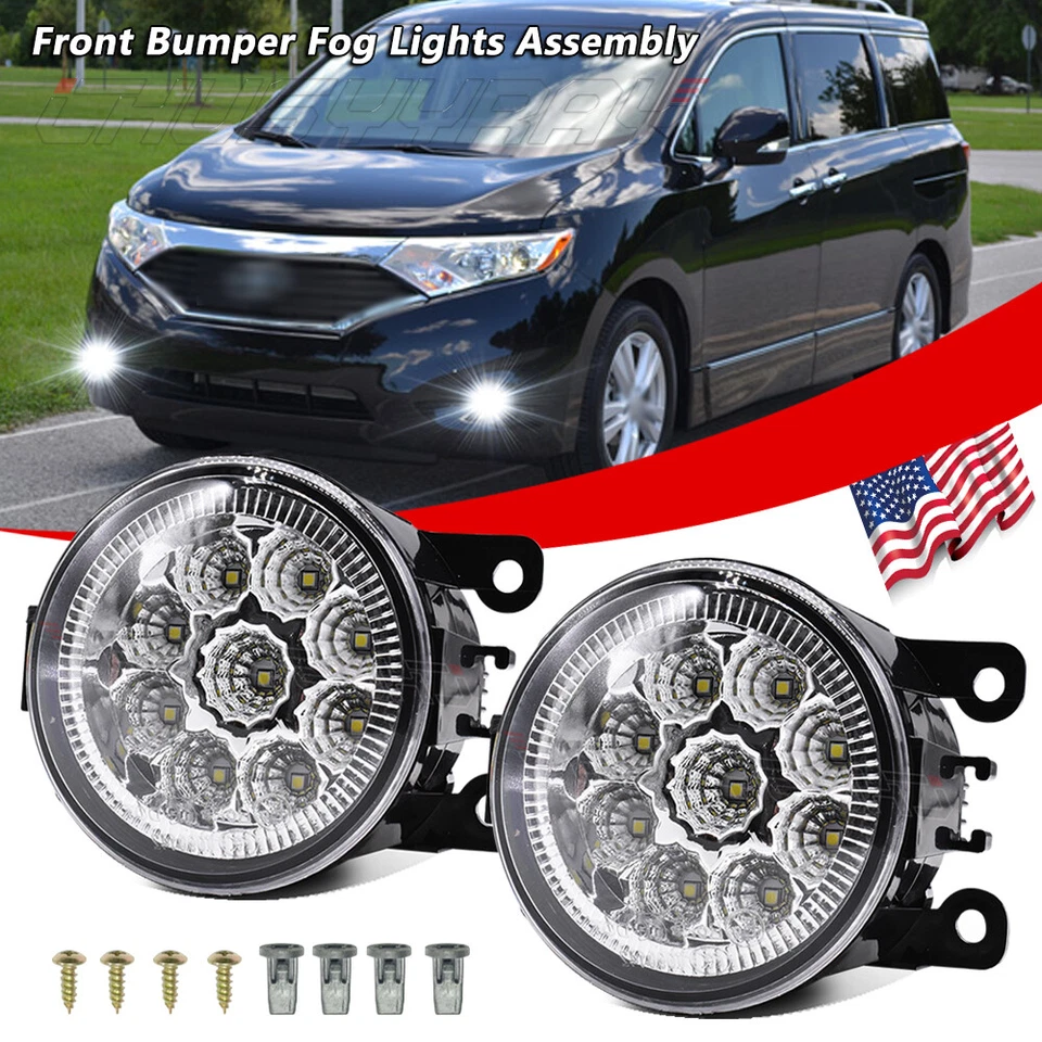 Par de luces antiniebla LED para parachoques delantero para Nissan Quest 2011 2012-2017 lente transparente Foto 1 de 4