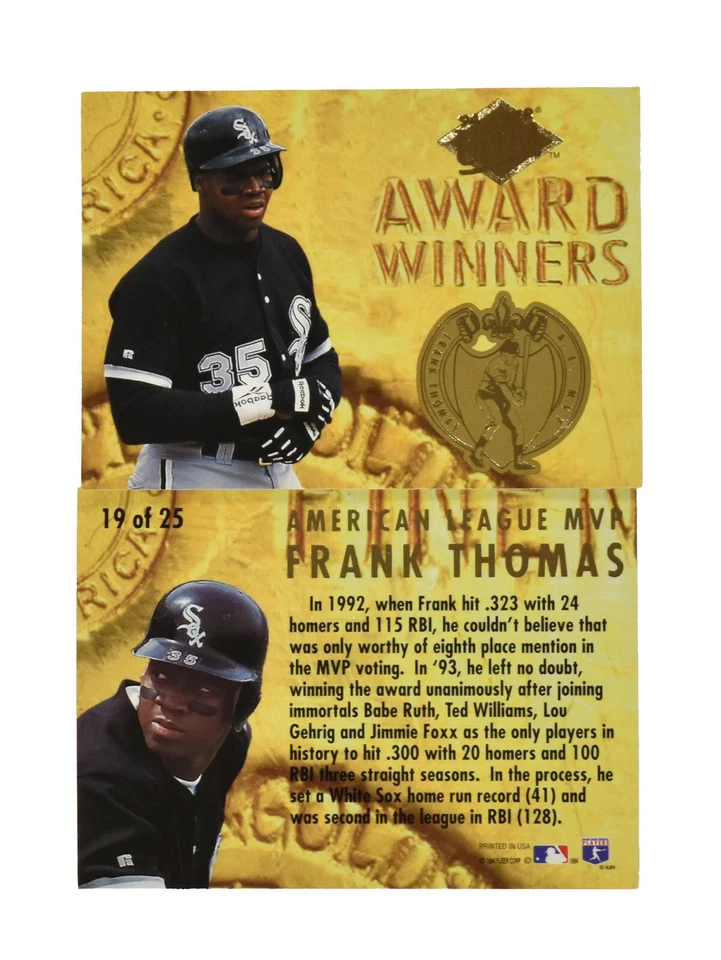 (100) Lote de tarjetas 1994 Fleer Ultra Award Winners Frank Thomas tarjeta insertada #19 como nueva Foto 1 de 1