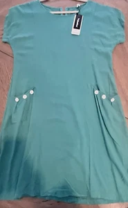 Yidarton Linen Dress Size XL Beach Cover-up dress Greenish Blue - Picture 1 of 8