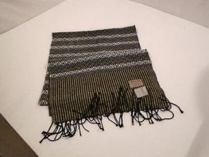 Made in Italy Acrylic Scarf w/ Fringe, Chevron Gray Black Rare Pattern 16x66”New - Picture 1 of 4