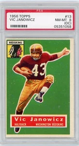 1956 Topps Football Card #13 Vic Janowicz PSA 8 (OC) 05351058 - Picture 1 of 4
