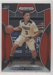 2019-20 Panini Prizm Draft Picks Red Prizm Carsen Edwards #34 Rookie RC