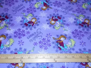 28" Disney Frozen Sisters Skating Snowflakes Frames FLANNEL Fabric - Picture 1 of 1