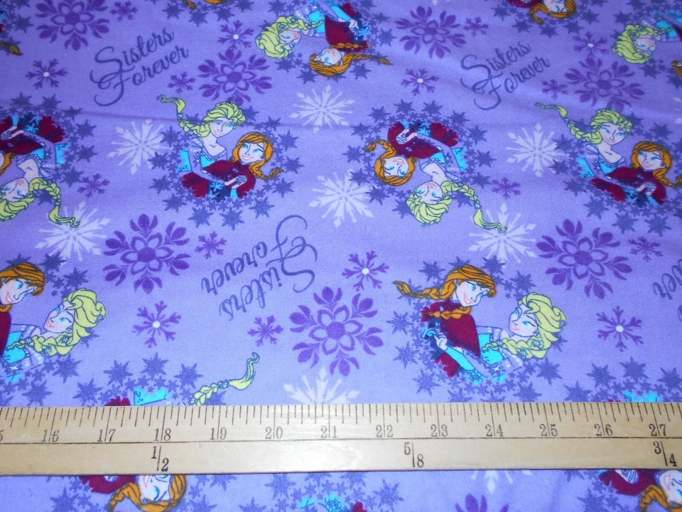 28" Disney Frozen Sisters Skating Snowflakes Frames FLANNEL Fabric - Image 1 of 1