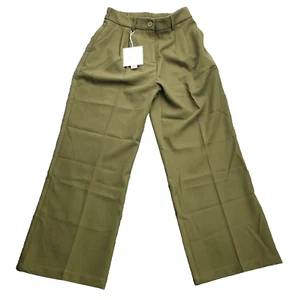 Decivi Women Loose Pleated Front Long Pants Wide Leg Trousers Solid Green Medium - Picture 1 of 9