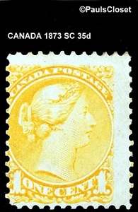 CANADA 1873 SC 35d REINA VICTORIA NARANJA 1¢ MVLH P 111⁄2 x 12 GOMA ORIGINAL FINA - Imagen 1 de 2