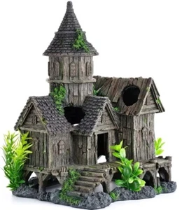 Borlech Acquario Cabina in Legno Decorazioni Pesci Serbatoio Gatto Decorazioni Ornamenti - Foto 1 di 4