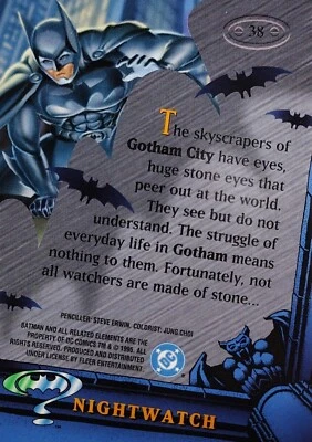 DC BATMAN FOREVER METAL Fleer 1995  Card 38, NIGHT WATCH - Image 1 of 2