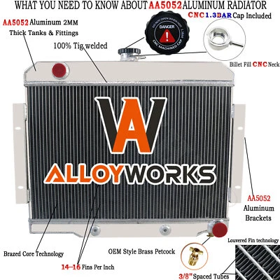 4 Rows Aluminum Radiator For 1972-1986 Jeep CJ5 CJ6 CJ7 Chevy V8 Conversion Eng Foto 1 de 4