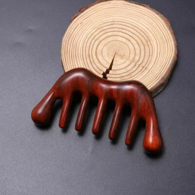 Nuevo peine de dientes anchos hecho a mano de sándalo natural masaje cuidado del cabello peine de madera Foto 1 de 4