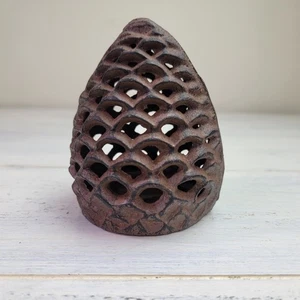 Gusseisen Tannenzapfen türkis Licht Votivkerzenhalter rustikal Hütte Tischdeko - Bild 1 von 5