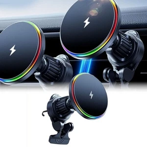 Fast Charging 15W Magnetic Car Wireless Charger with RGB Light Feature - Zdjęcie 1 z 12