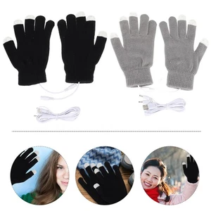 2 Pairs USB Heating Gloves Touchscreen Mitts Winter Hand Warmers for Outdoor  - Picture 1 of 12