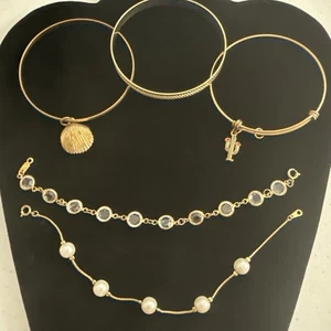 5 Gold tone Bracelets (lot#93) - Picture 1 of 8